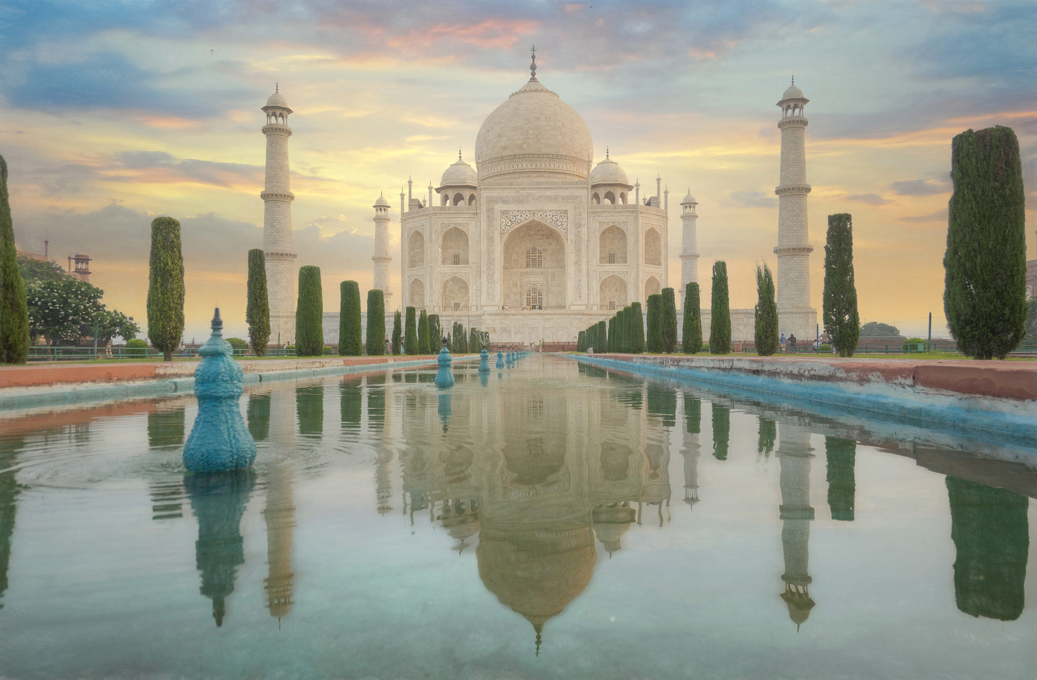 Taj Mahal bij zonsopkomst